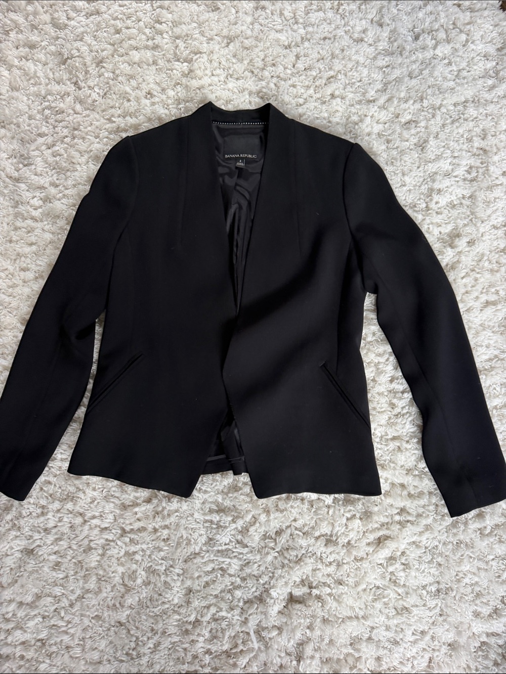 Banana Republic Black Open-Front Ponte Blazer
